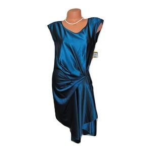 Rachel Roy Dark Green Mock Wrap Formal Dress